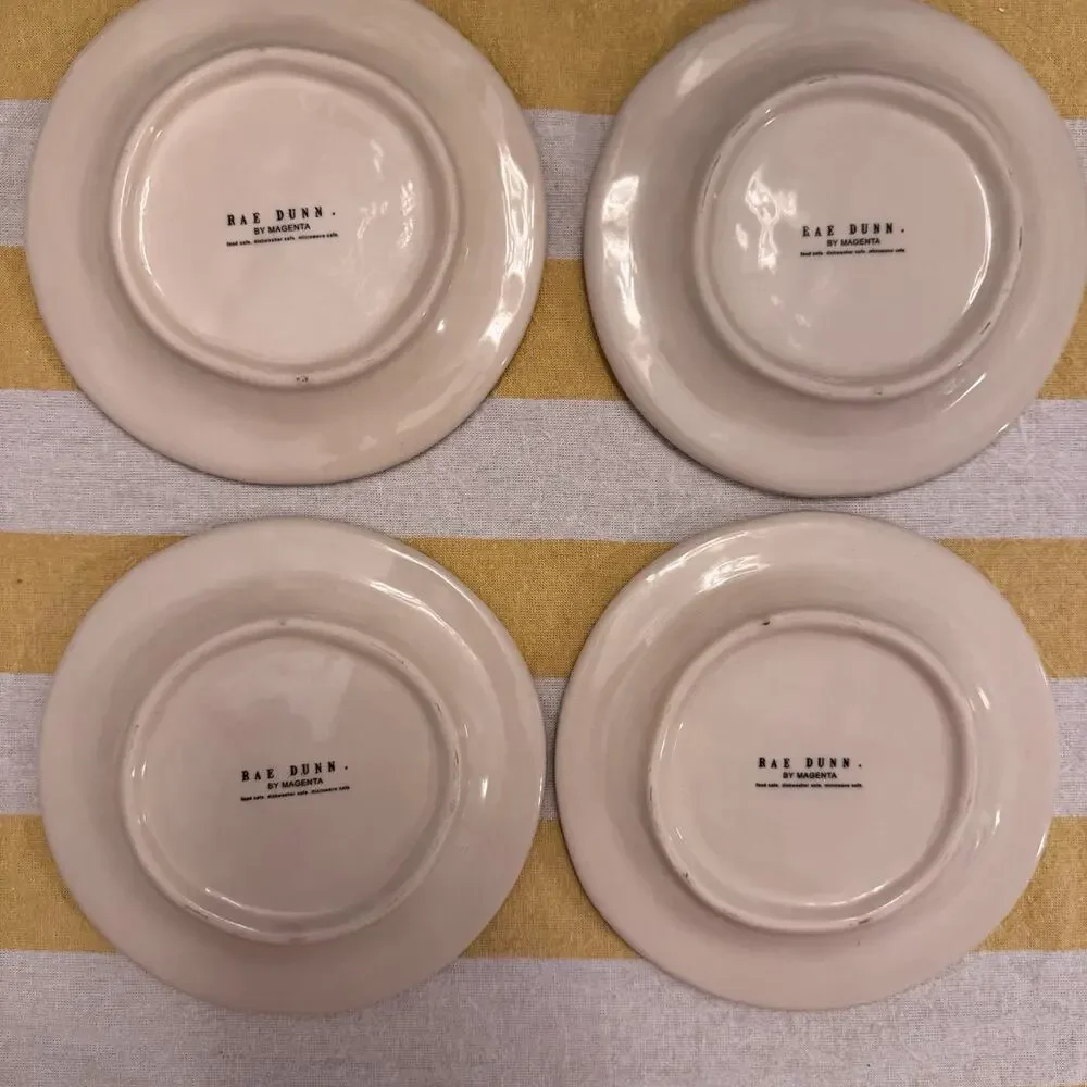 Rae Dunn Round Appetizer Dessert Plates 6
